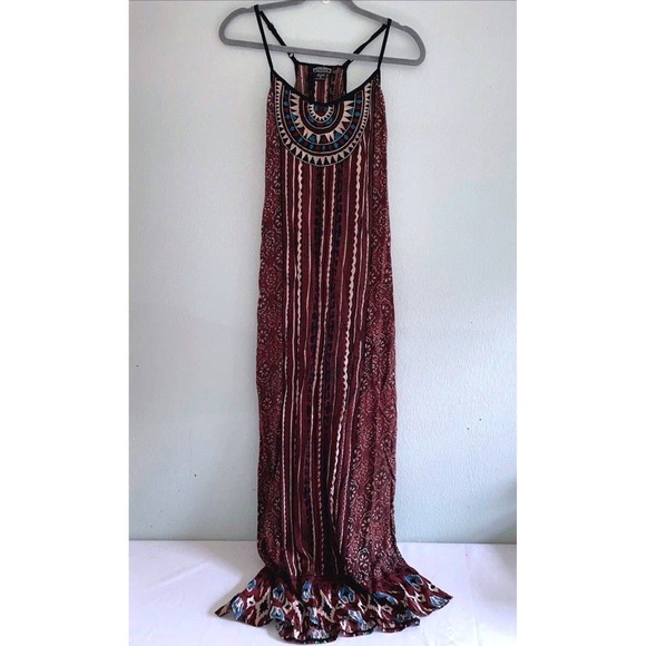 Angie Dresses & Skirts - Boho Aztec‎ Tank Midi Dress Embroidery Side Slits Sz Small boho festival